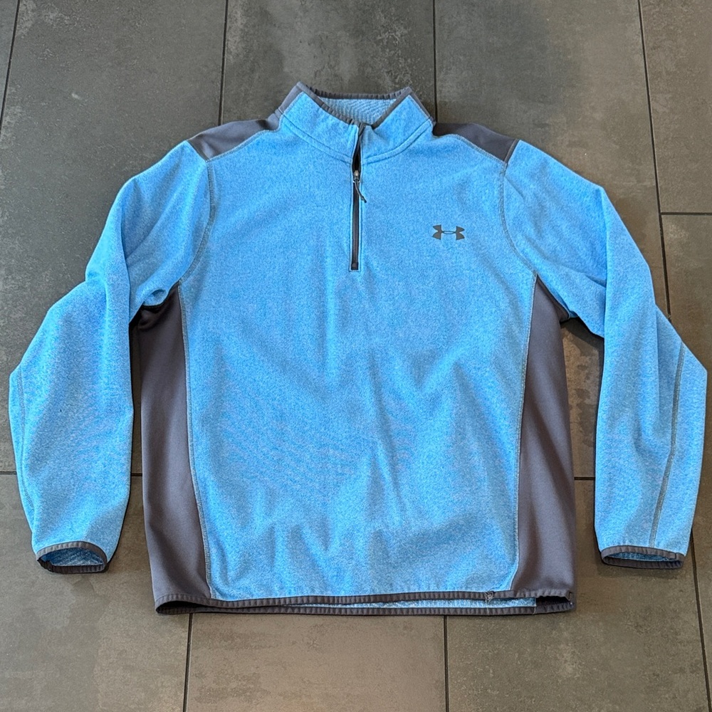 Under Armour Men's Light Blue and Dark Gray Performance Quarter Zip